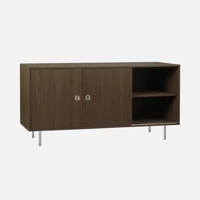 Immagine prodotto di Credenza vintage decorata in legno e acciaio inossidabile 2 ante, 150cm, Noce