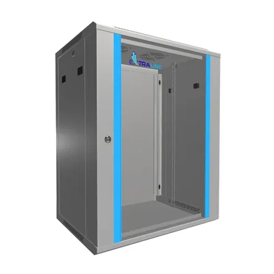 Productafbeelding van Extralink 15U 600x450 Grijze Rackkast, 19 inch Serverkast, Wandmontage, Netwerkkast met Geharde Glazen Deur
