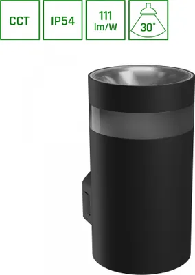 Produktbild von Spectrum LED Außenleuchte Wandlampe Torre Rund Ring Schwarz IP54 9W 1000lm CCT 3000K/4000K/6000K 30°