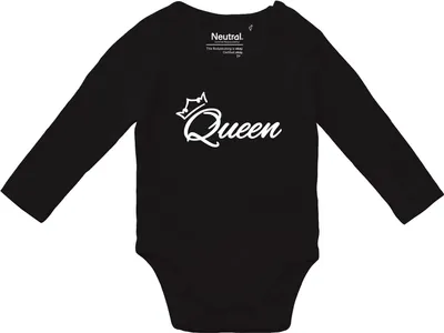 Produktbild von Huuraa Baby Body Queen Krone 80 Black  Baumwolle Fairtrade Langarmbody Geschenkidee