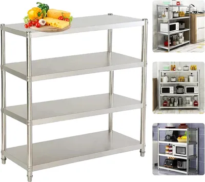 Obrázek produktu pro Nerezový regál, pro těžké břemena, víceúčelové skladování, stříbrný