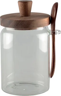 Produktbild von Zuckerdose Aus Glas Mit Deckel Und Holzlöffel