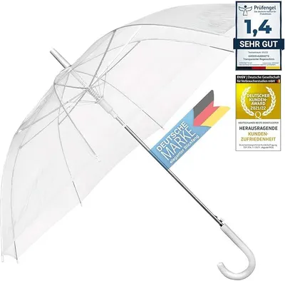 Produktbild von Transparenter Regenschirm Automatik XXL Stockschirm Windbeständig & Rostgeschützt Durchsichtiger Automatikschirm für Damen & Herren