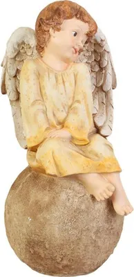 Imagen del producto de Ángel Guardián en la Esfera - Figurine decorativa de color crema, de 47 cm, resistente a la intemperie
