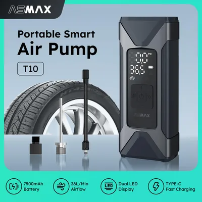 Image de Pompe à air numérique portable - Pression maximale de 160 PSI - Batterie de 7500 mAh - Pour voitures, vélos et ballons de sport