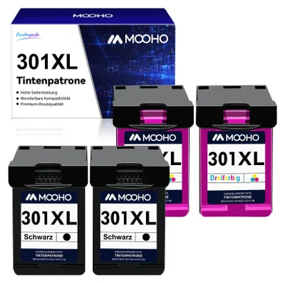 Produktbild von 4er 301 Multipack Patronen für HP 301 XL HP-301 301XL OfficeJet 2544 2620 4630 4632 2622 4634 Envy 4500 4508 5530 Officejet 2620 4630 4632 Deskjet 2540 2544 1510 3050 305A
