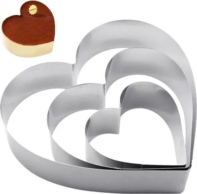 Produktbild von Bäckformset aus 3 Herzhafte Bäckringe für Torten und Desserts in Edelstahl
