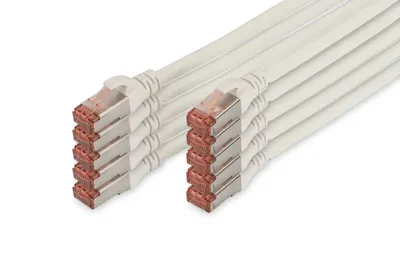 Produktbild von DIGITUS CAT 6 S/FTP Patchkabel, 10 Stück, 1m, weiß