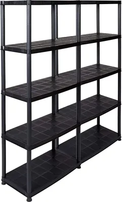 Produktbild von Kreher 2 x Schwerlastregal 'DELUXE' mit 5 Böden aus Kunststoff (Schwarz)