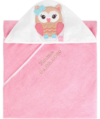 Produktbild von Be Mammy Kapuzenhandtuch Babyhandtuch aus Baumwolle bestickt mit Name und Geburtsdatum Standard 100 100cm x 100cm