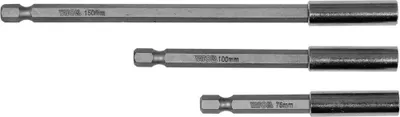 Produktbild von Yato YT-04699, Chrom-Vanadium-Stahl (Cr-V), Sechskantschaft, 25,4 / 4 mm (1 / 4"), Sechskantschaft, 3 Stück(e), 150 mm