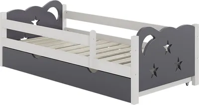 Produktbild von Vitalispa Kinderbett Jessica, 80x160 cm mit Schublade, ohne Matratze, Grau/Weiß