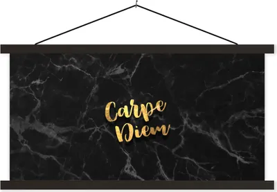 Produktbild von MuchoWow® Textilposter Zitate - Sprichwörter - Gold - Marmor 90x45 cm mit schwarzem Rahmen - Klemmleisten