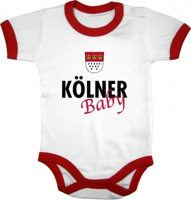 Produktbild von Babystrampler mit Print - Kölner Baby - 08324 weiß-rot - Gr. 0-24 Monate Größe - 6-12 Monate