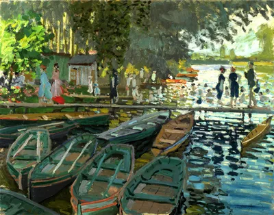 Produktbild von Legendarte - Kunstdruck auf Leinwand - Badende bei La Grenouillère Claude Monet - Wanddeko, Canvas cm. 50x60