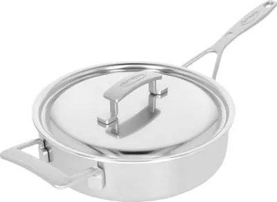 Produktbild von Demeyere Bratpfanne Niedrige Sauté mit Deckel - Edelstahl, 5-lagig, Ø24cm, Silvinox®-Technologie, für Induktion geeignet, Gelb