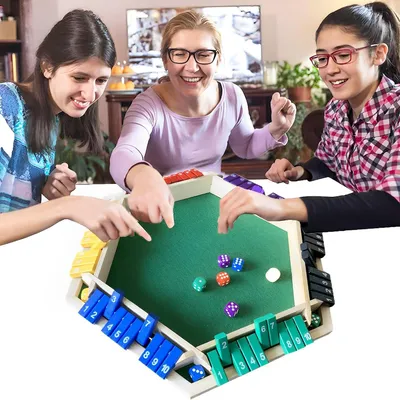 Produktbild von Brettspiel Holz-Dobbelspiel, 1-6 Spieler, 10 Zahlenklappen, für Mathematikübungen