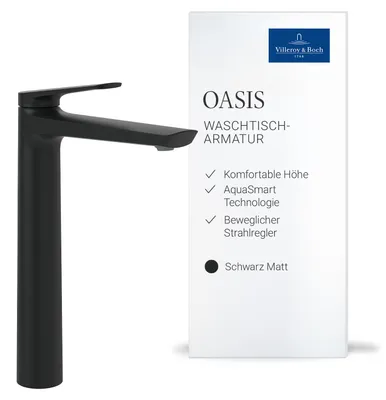 Immagine prodotto di Miscelatore per lavabo Villeroy & Boch Oasis, altezza del beccuccio 245 mm – Nero opaco