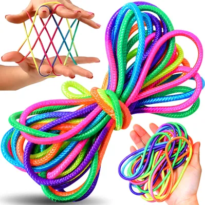 Produktbild von Fadenspiel Fingertwist Fingerspiel Kinder Fadenschnur Regenbogen Fädelspiel Fingertwist Rainbow Rope für Kinder Kindergeburtstag Retoo