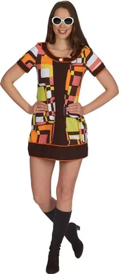 Produktbild von 60er Retro Kleid - Fasching Hippie Kostüm Karneval Größe: 40-42