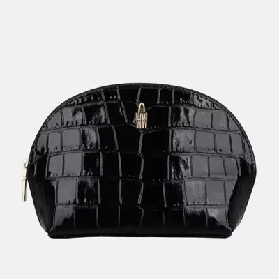 Produktbild von FUERTA - Schwarze Kosmetiktasche aus Kroko-Leder