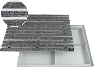 Produktbild von Emco Eingangsmatte DIPLOMAT + Bodenwanne 75mm Kunststoff, Rips Hellgrau, 60x40cm