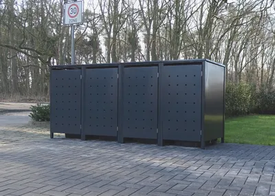 Produktbild von 4 Mülltonnenboxen Modell No.1 Anthrazit komplett RAL7016 für 240Liter Mülltonnen