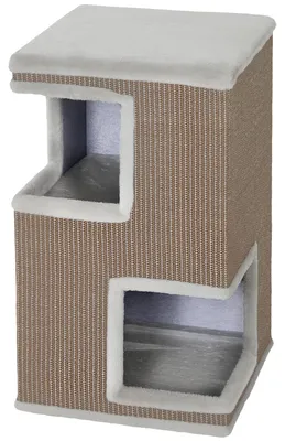 Produktbild von 3-stöckiges Katzentonne für drinnen, halbgeschlossene Katzenhöhle mit Kratzflächen rundum, 2 Katzenhöhlen