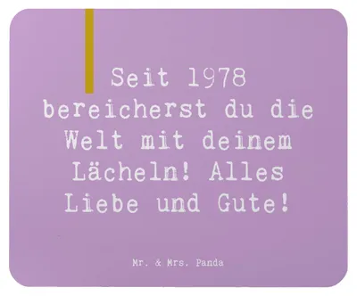 Produktbild von Mr. & Mrs. Panda Mouse Pad Spruch 1978 Geburtstag - Lavendeltraum - Geschenk, Erinnerung, Mauspad, Alter, laptop, geboren, Happy Birthday, Geburtstagsspruch, pc, Mousepad