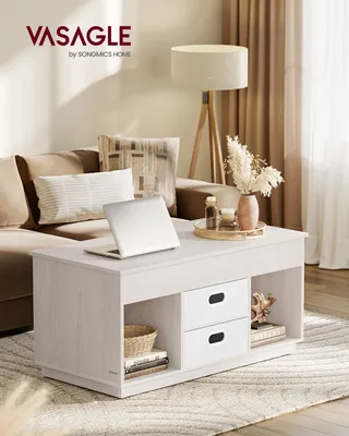 A living room scene with a coffee table, sofa, and lamp.