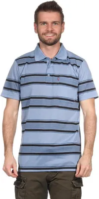 Produktbild von Herren Poloshirt Sommer Polo-Hemd Kurzarm gestreift, Grau-Blau M