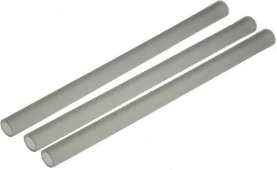 Three translucent tubes arranged diagonally on a white background.