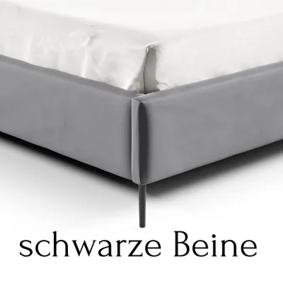 Immagine prodotto di GUTTO Letto imbottito in velluto grigio 200 x 200 cm Gambe in metallo nero Letto in velluto - letto matrimoniale con bella trapuntatura e design speciale