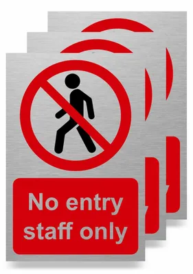Aluminium-Schild "Kein Zutritt für Personal" 100x150 mm, 3 Stk.