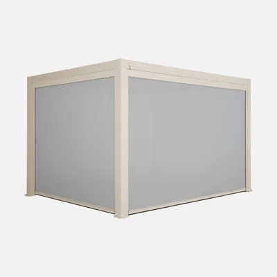 Immagine prodotto di Pergola bioclimatica 3x4m in alluminio + tenda da 3m + tenda da 4m, Beige
