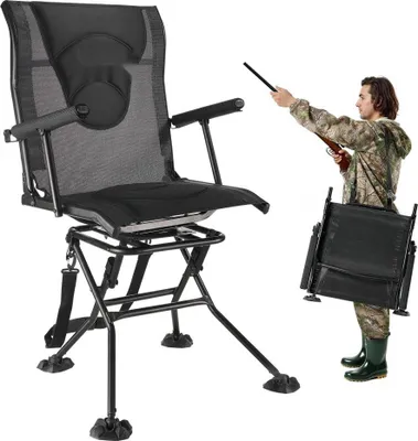 Image de Chaise de camping chaise pliante pivotante à 360° chaise de pêche - chaise de chasse réglable pour les activités de plein air