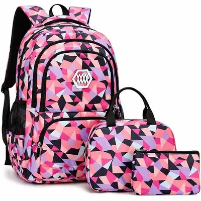Produktbild von Ultiluxe Rucksack Set - 3 Teile - Rosa/Lila - 48 x 33 x 24 cm - Schulranzen für Kinder - 15,6 Zoll Laptoptasche - 35 L