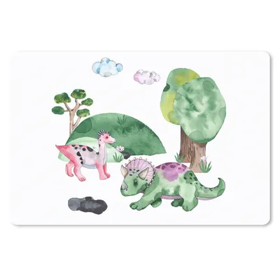 Produktbild von MuchoWow® Mauspad Mousepad Kinderzimmer - Zeichnung - Dinosaurier - Jungen - Mädchen - Kinder 27x18 cm - Mousepads - Maus Mat - Pad - Mausunterlage - Büroartikel - Desk Matten