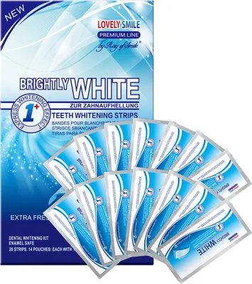 Produktbild von Lovely Smile 28 WHITE-STRIPS bieliace pásiky s No-Slip technology, Profesionálne bielenie zubov doma, pre biely úsmev Bielenie zubov od Ray of Smile