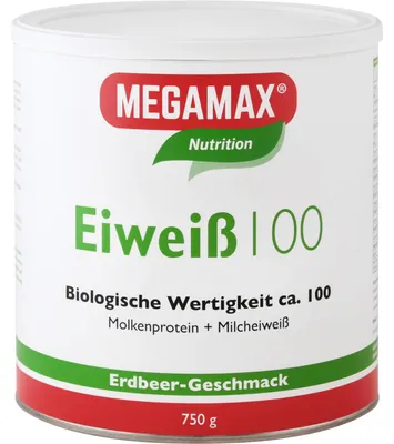 Produktbild von MEGAMAX Nutrition Eiweiß 100 Pulver Erdbeer-Geschmack, 750 g Pulver