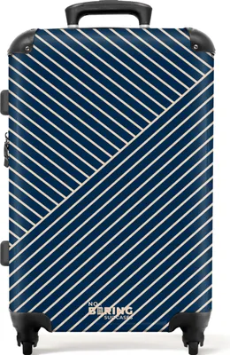 Produktbild von NoBoringSuitcases.com Hartschalen Koffer Mittelgroß 67x43x25 cm, 72L, Abstrakte Drucke für Männer: Blau mit abstrakten Linien, Reisekoffer mit 4 Rollen