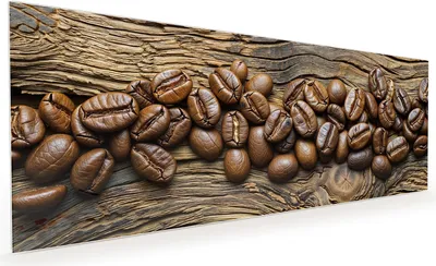 Produktbild von Küchenrückwand Spritzschutz Glas mit Motiv Kaffeebohnen Holz 40 x 40 cm