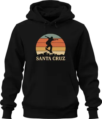 Produktbild von Santa Cruz Skateboard Skater Retro Sonnenuntergang Vintage Strand Uni Hoodie Kapuzenpullover, Schwarz, L