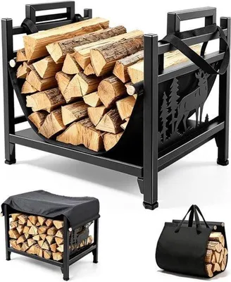 Productafbeelding van Brandhoutrek H x B x D 41,5 x 31,5 x 45 cm Brandhoutrek Metaal Zwart