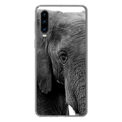 Produktbild von MuchoWow® Handyhülle Schutzhülle Hülle für Huawei P30 Elefant - Tiere - Schwarz - Weiß - Natur Silikon Softcase Handy Hülle - Kartenbesitzer