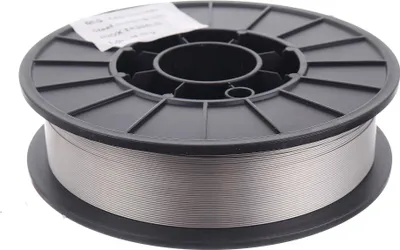 A spool of welding wire on a white background.