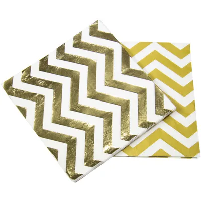 Produktbild von 20 Goldene Chevron Papierservietten 33 x 33 cm Chic - Einheitsgröße