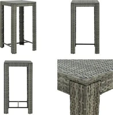 Produktbild von vidaXL Garten Bartisch Grau 60,5x60,5x110,5 cm Poly Rattan - Bartisch - Bartische - Gartentisch - Gartentische