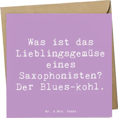 Produktbild von Mr. & Mrs. Panda Grußkarte Spruch Saxophon Blues - Lavendeltraum - Geschenk, Holzblasinstrument, Einsteiger, Musiker, Klappkarte, anlasskarte, Humor, Musik, Instrument