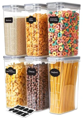Productafbeelding van Voorraadpot - Graandispenser - Set van 6 - Luchtdicht - 4 liter - BPA-vrij